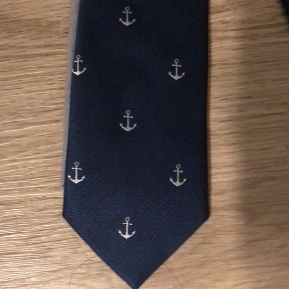Weekend Casual Navy Anchor Check Skinny Tie - Picture 5 of 9